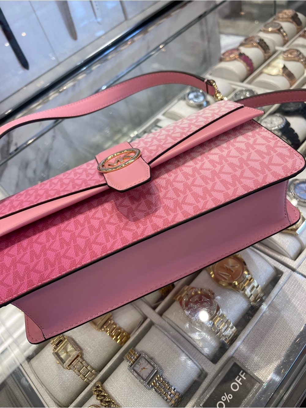 MICHAEL KORS Greenwich Medium Ombré Signature Logo Convertible Flap Shoulder Bag - Picture 13 of 16